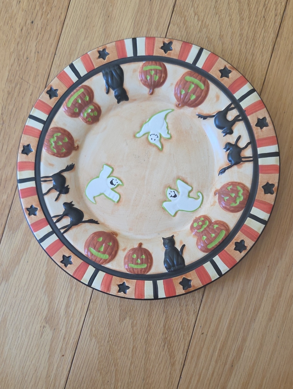 Vintage 2005 Starlit Witch Candle Jar Plate glow in the dark details